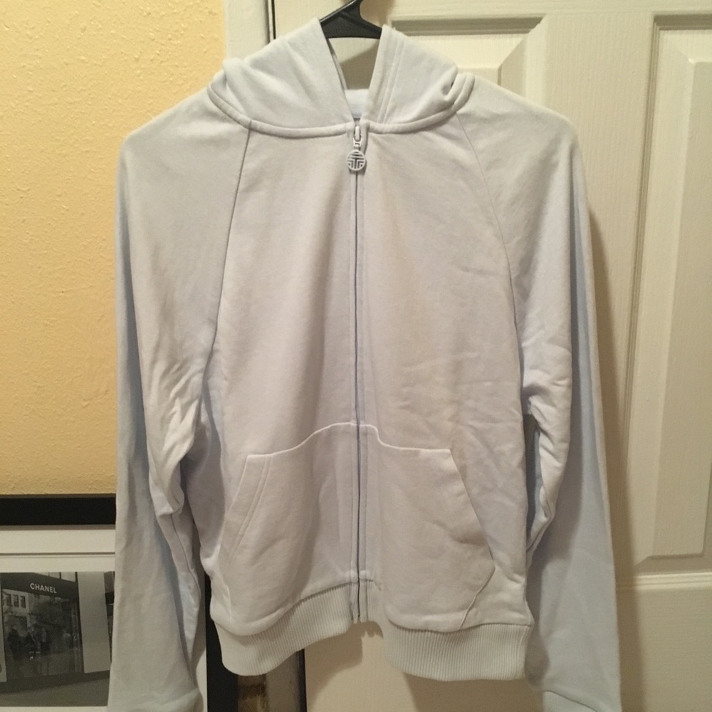 Tory Burch Sport Cotton Cashmere Blue ZipUp Hoodie